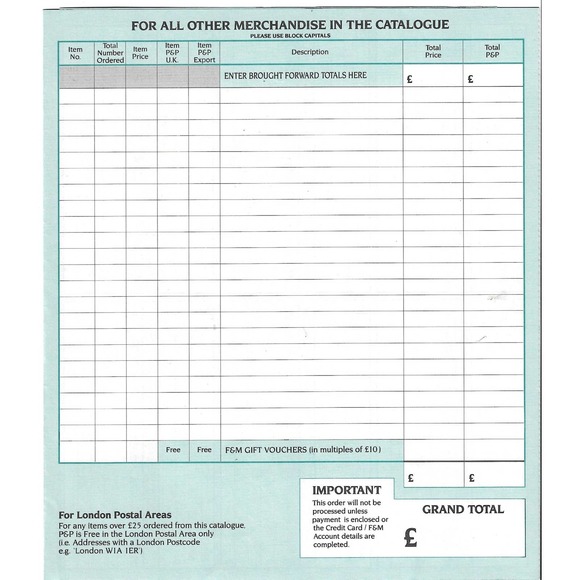 Vintage Fortnum and Mason Holiday PLC Mail Order Form - Picture 6 of 6